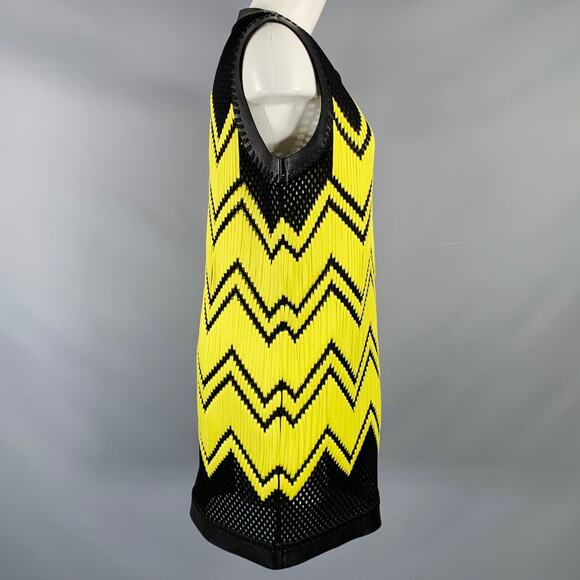 ALEXANDER WANG Black Yellow Polyester Woven Lamb Skin Cocktail Dress - Picture 3 of 6